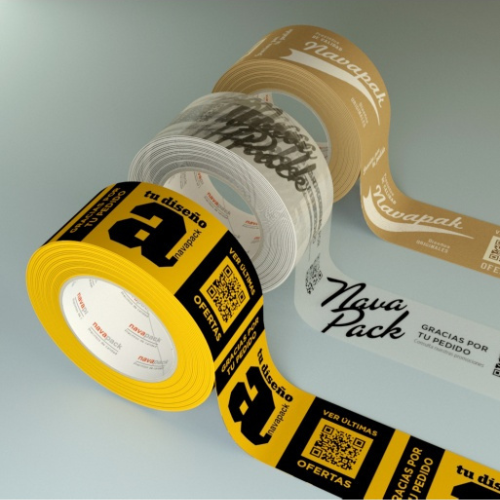 180 Rollos de Precinto PP Blanco  48mm x 132mtrs Personalizado 1 Tinta + Precintadora
