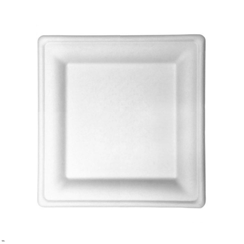 Plato cuadrado Fibra de caña 16x16Ctrs