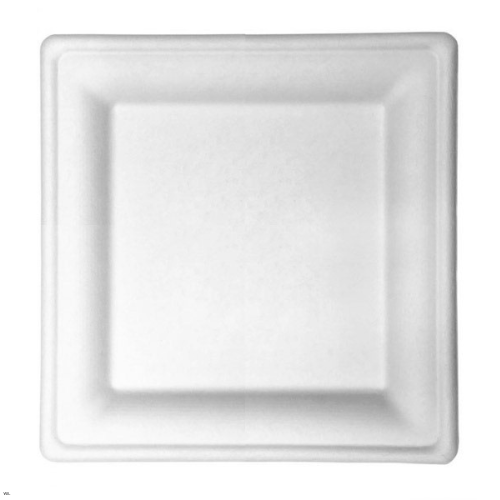 Plato cuadrado Fibra de caña 26x26Ctrs